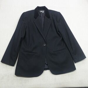 Sag Harbor Blazer Womens Size 10 Black Wool Velvet Collar Lined Classic Jacket
